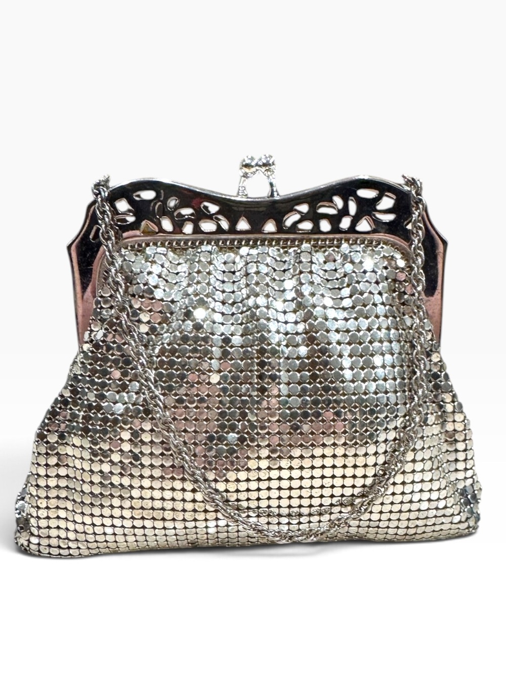 Whiting & Davis Metal Mesh Silver Vintage Evening Bag